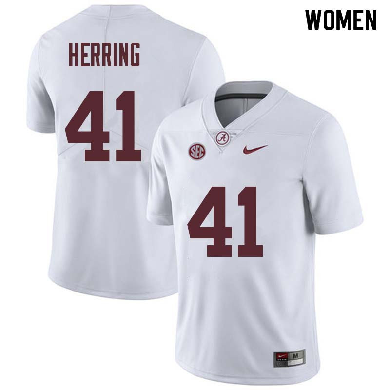 Alabama Crimson Tide Women's Chris Herring #41 White NCAA Nike Authentic Stitched College Football Jersey AE16V06YD